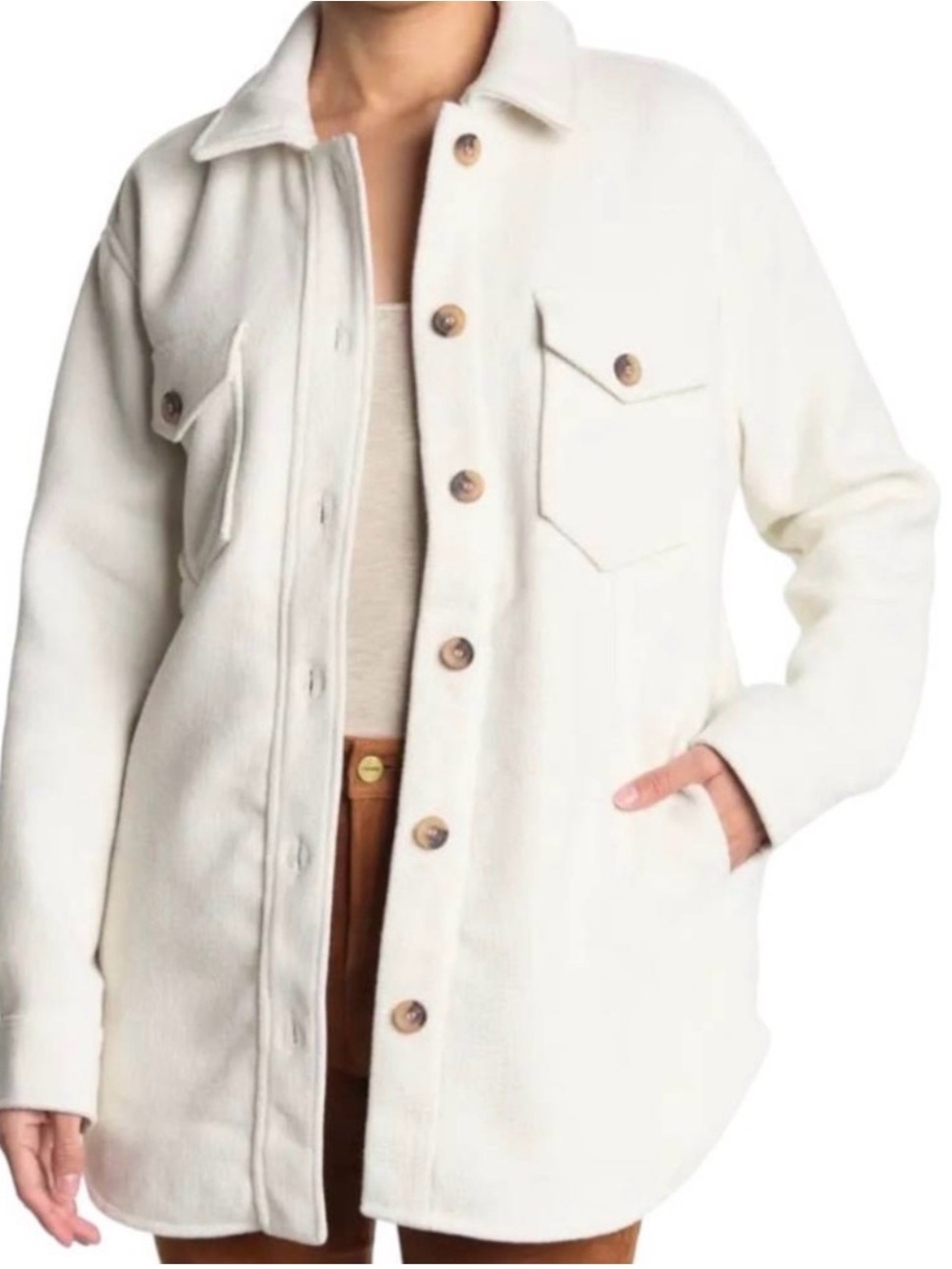 RDI Cream Jacket/Shacket with Button Front